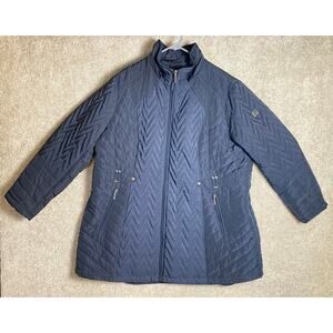 Women's Coat Jacket Gallery New York 2x 100% Polyester Blue No Hood